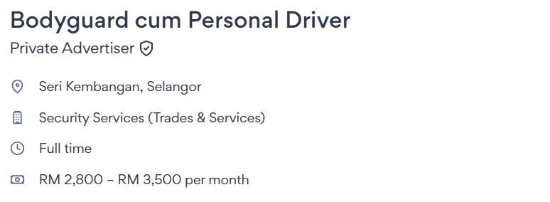 Bodyguard cum Personal Driver